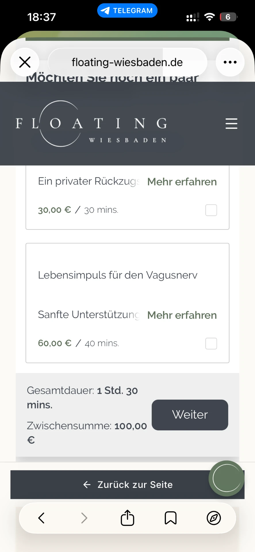 Hizmet seçimi ve rezervasyona geçişin yer aldığı yeni mobil ekran